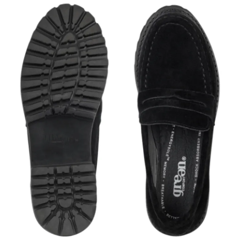 Green Comfort dameloafer - Sort ruskind