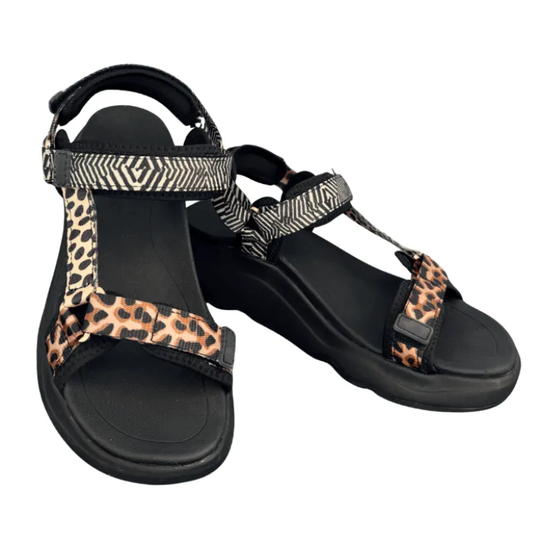 Green Comfort sporty damesandal - Animal print