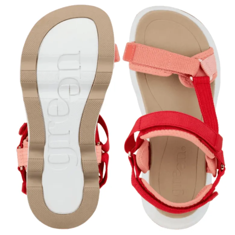 Green Comfort sporty damesandal - Rød