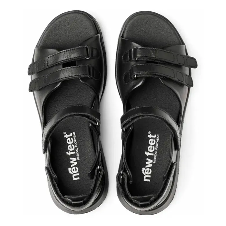 New Feet damesandal i skind - Sort