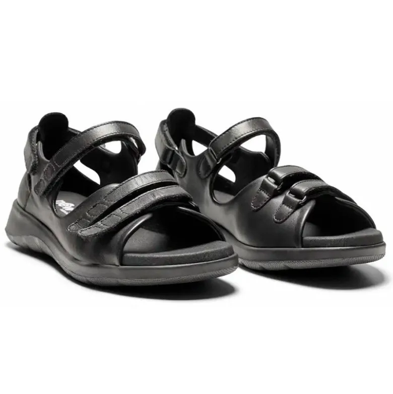 New Feet damesandal i skind - Sort