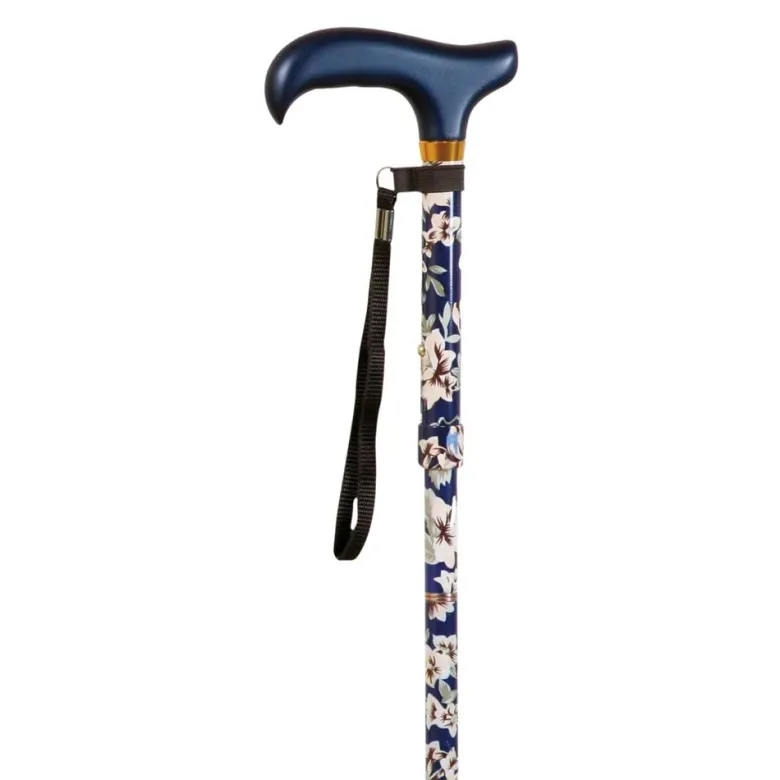 Sammenklappelig stok - Blå med blomster