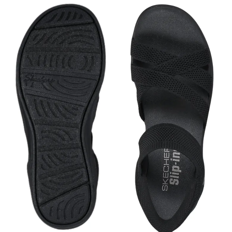 Skechers slip-in damesandal - Sort