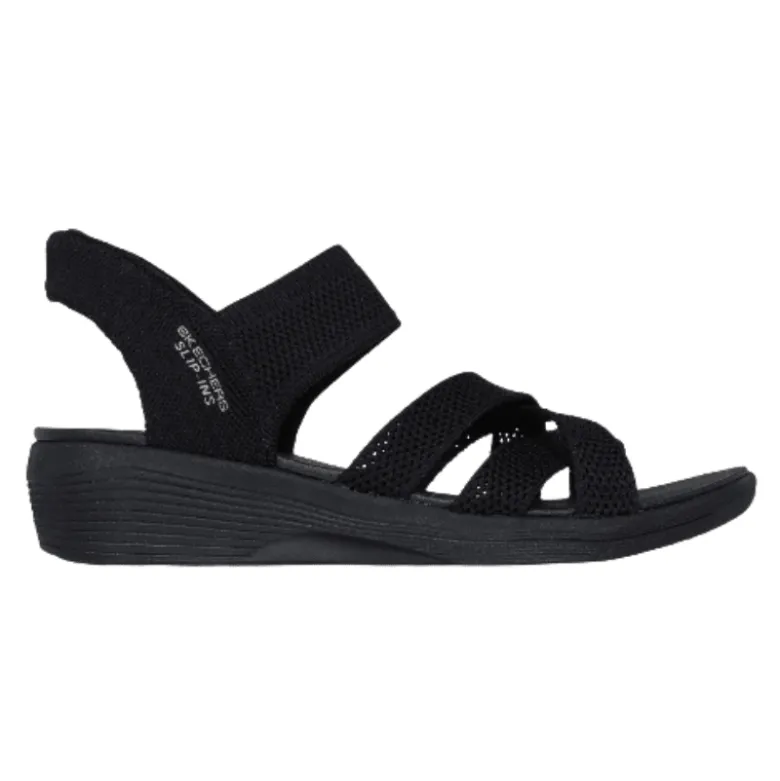 Skechers slip-in damesandal - Sort