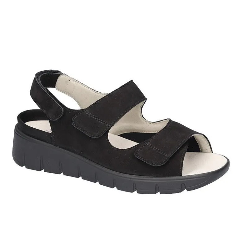 Waldläufer bred damesandal - Sort