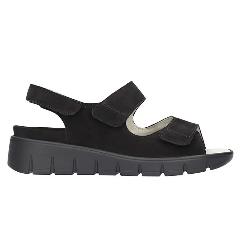 Waldläufer bred damesandal - Sort